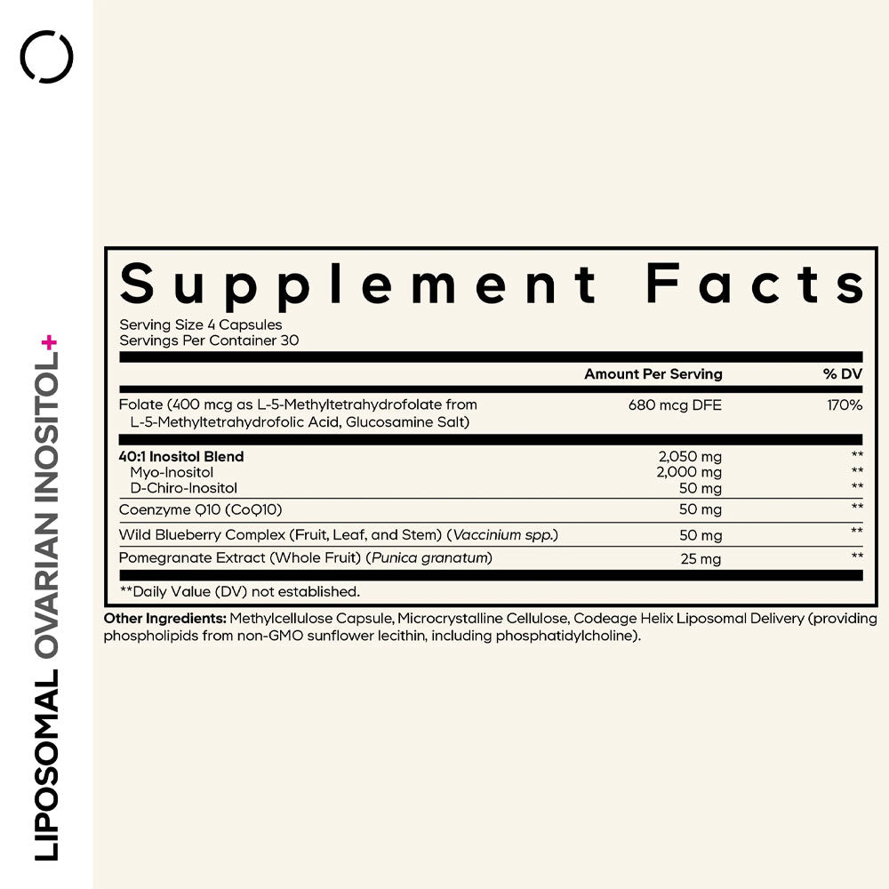 Codeage - Liposomal Ovarian Inositol+ - 120 Vcaps - 120 Vegetable Caps