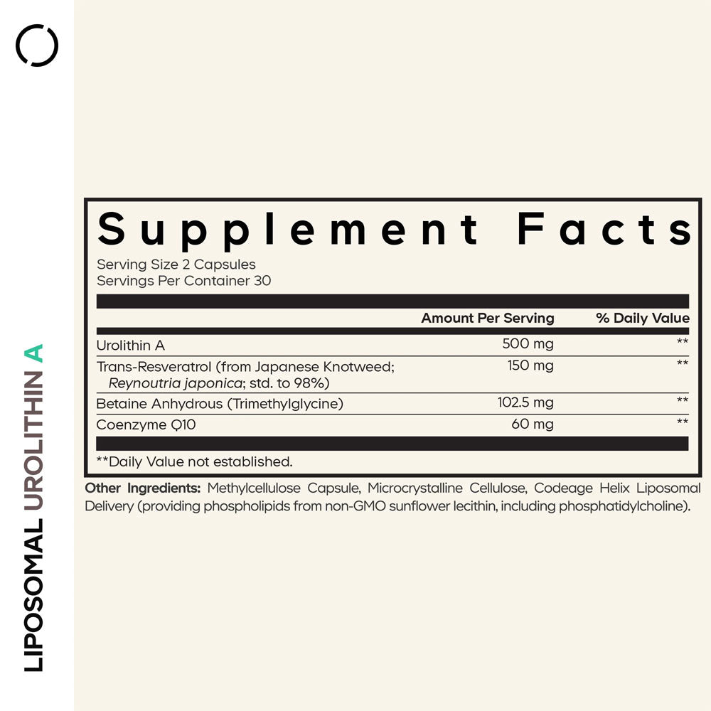 Codeage - Liposomal Urolithin A - 60 Vcaps - 60 Vegetable Caps