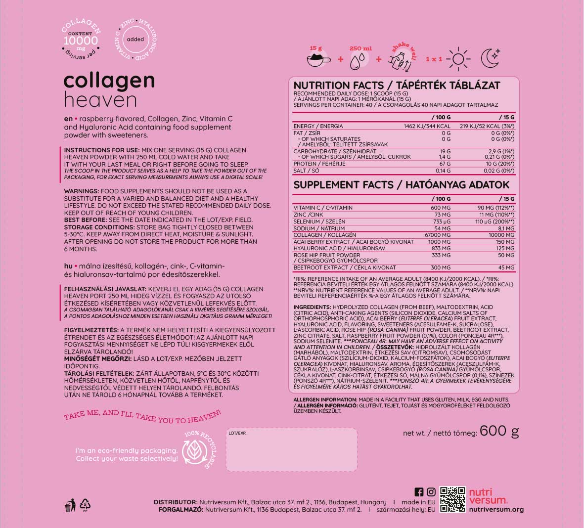 Nutriversum - Raspberry - 600g