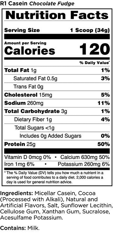 Rule One Casein Choklad Fudge baksida