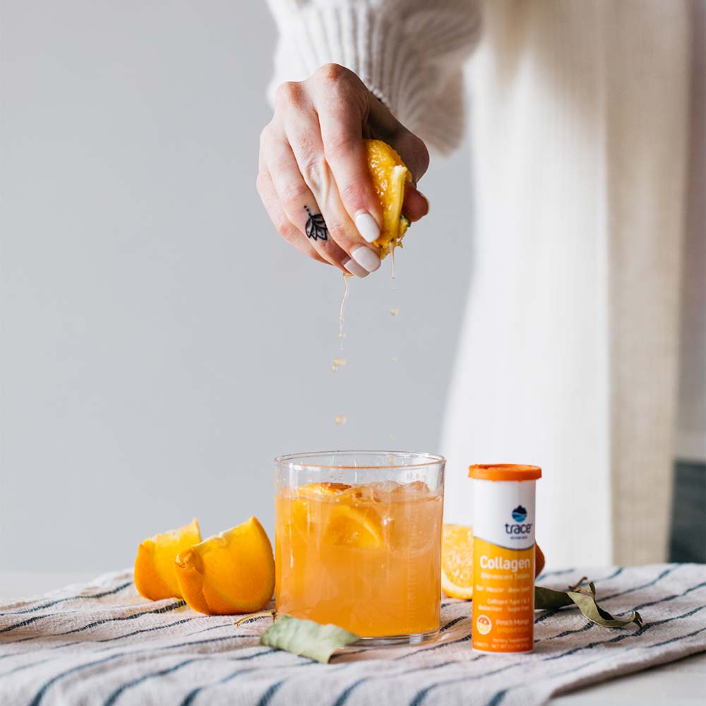 Trace Minerals - Collagen Effervescent - Peach Mango - 10 Effervescent Tabs - 10 Tabs / 1.52oz (43g)