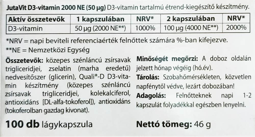 Jutavit - Vitamin D3 Forte 4000IU