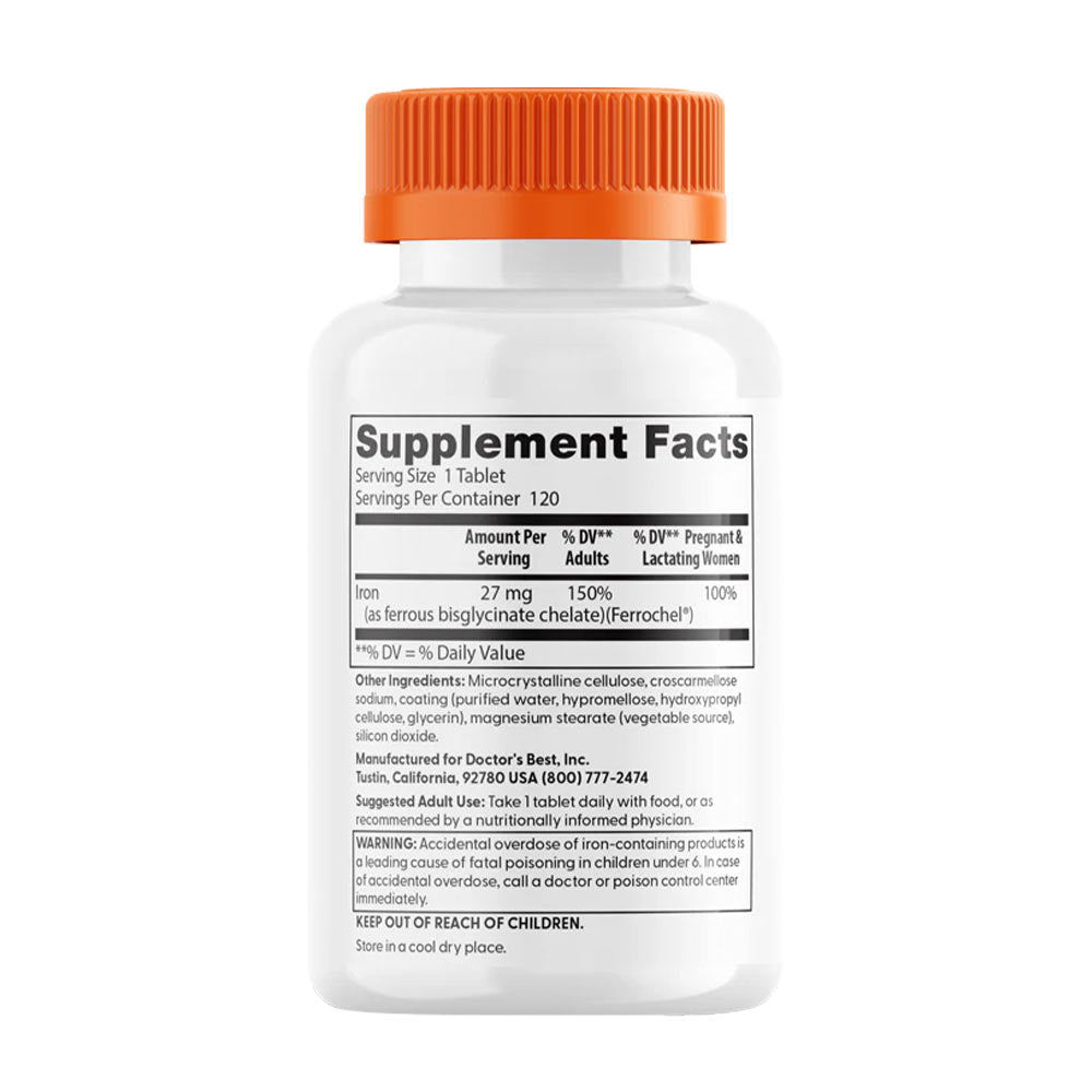 Doctor's Best High Absorption Iron baksida