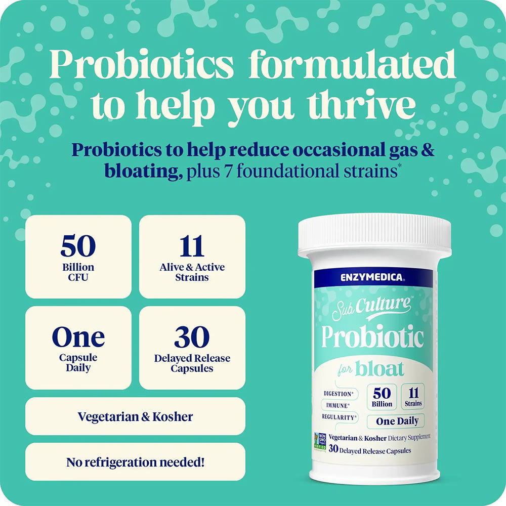 Enzymedica - Subculture™ Probiotic For Bloat - 30 Caps