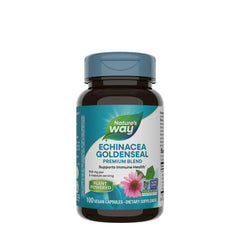 Nature's Way Echinacea Goldenseal Premium Blend, 100 vegan capsules for immune support.