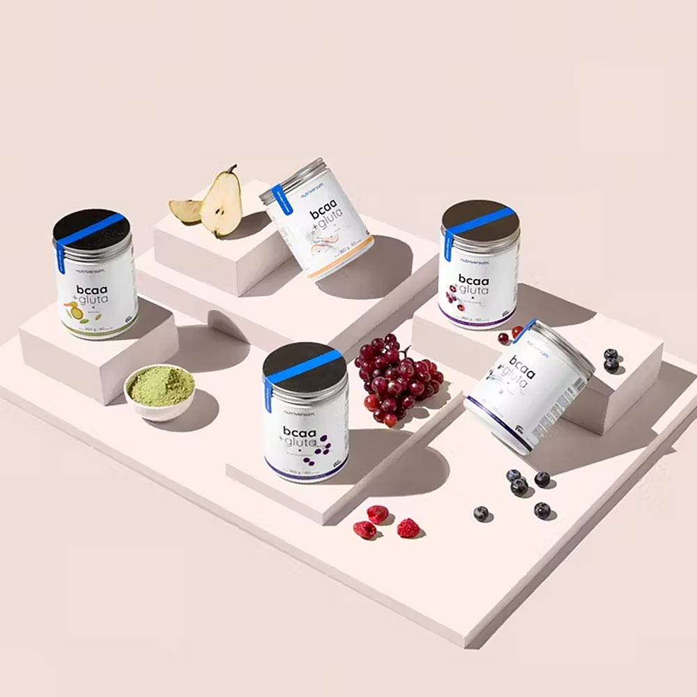 BCAA + Gluta – Aminosyrakomplement öppen burk