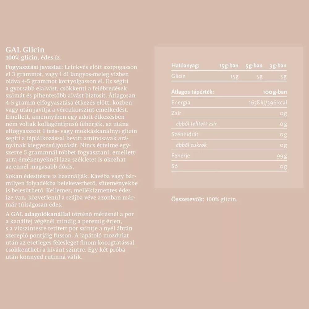 GAL - Glycine baksida med näringsinformation