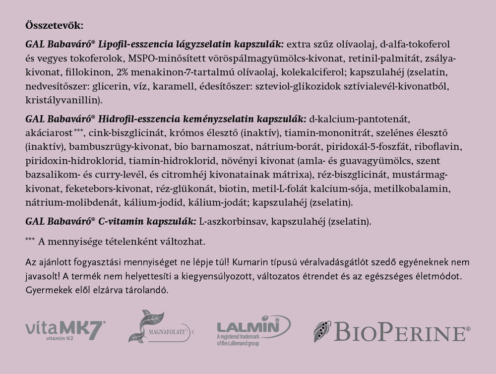 GAL Vitamins For Pregnant Women näringsfakta