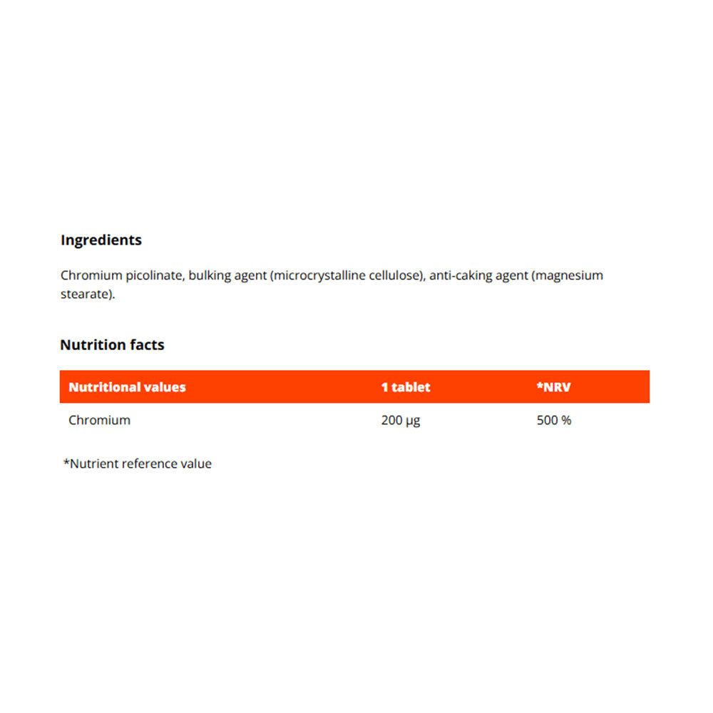 Chromium Picolinate – 120 tabletter baksida med näringsinformation