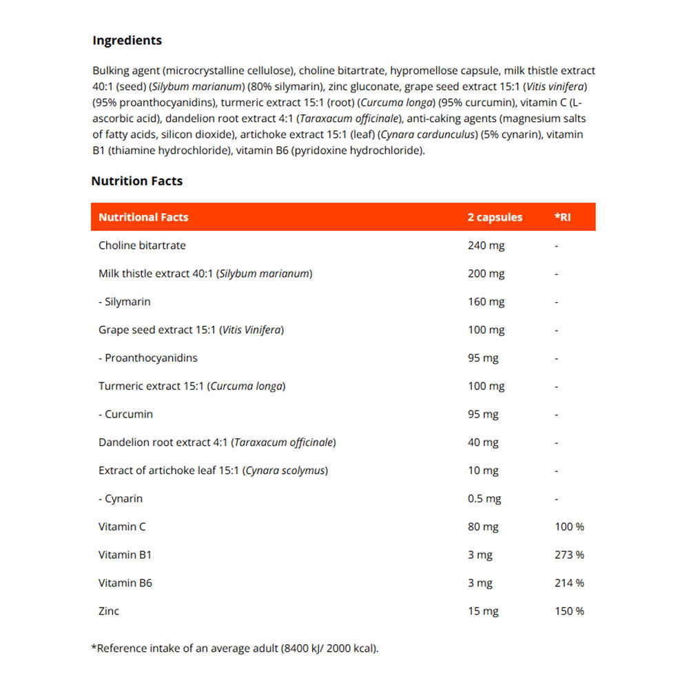 Liver Support – Leverunderstöd baksida näringsfakta