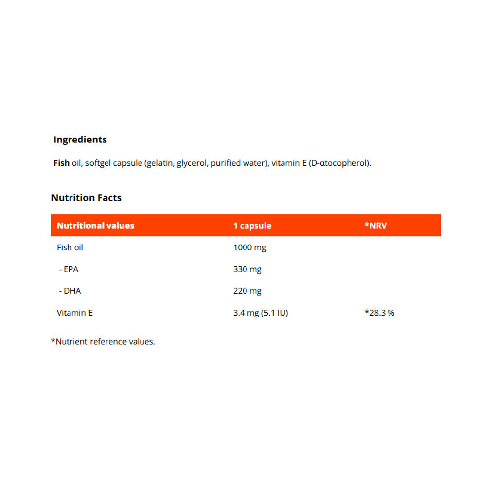 Omega 3 Forte – Concentrated Fish Oil baksida näringsfakta
