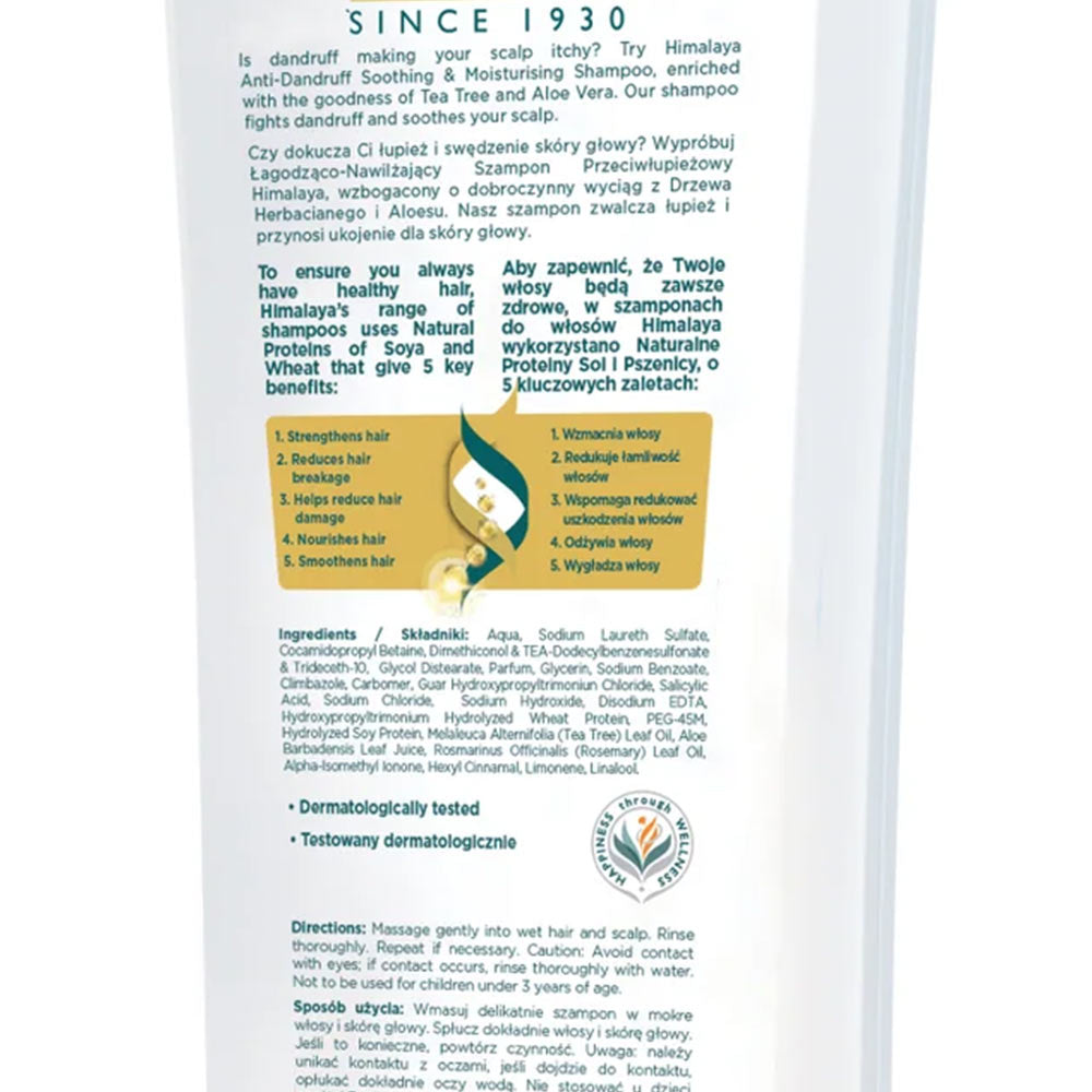 Himalaya Herbals Anti-Dandruff Shampoo baksida etikett