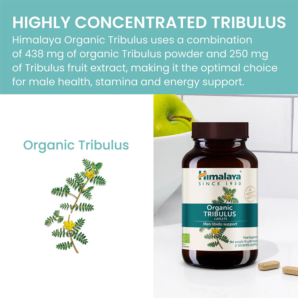 Himalaya - Herbals - Organic Tribulus - Men Libido Support - 60 Caplets (41g)
