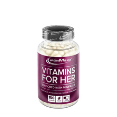 Ironmaxx Vitamins For Her, 150 capsules, enriched with minerals for women's health and well-being.