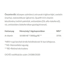 Jutavit Vitamin A näringsfakta etikett