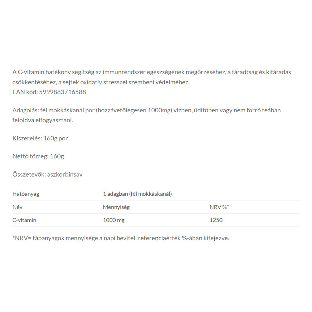Jutavit - Ascorbic Acid 100% - 160 g