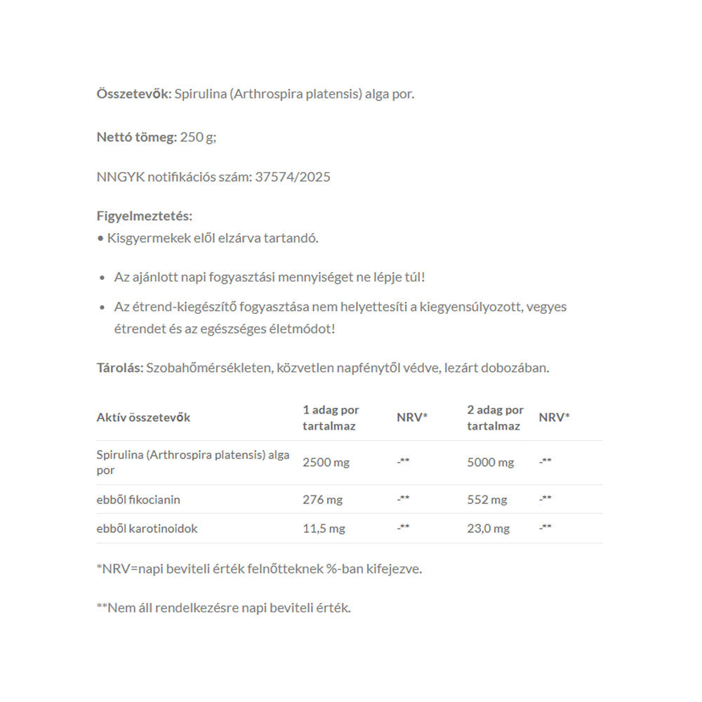 Jutavit - Spirulina Powder - 250 g