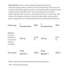 Organic Calcium + D3 baksida näringsfakta
