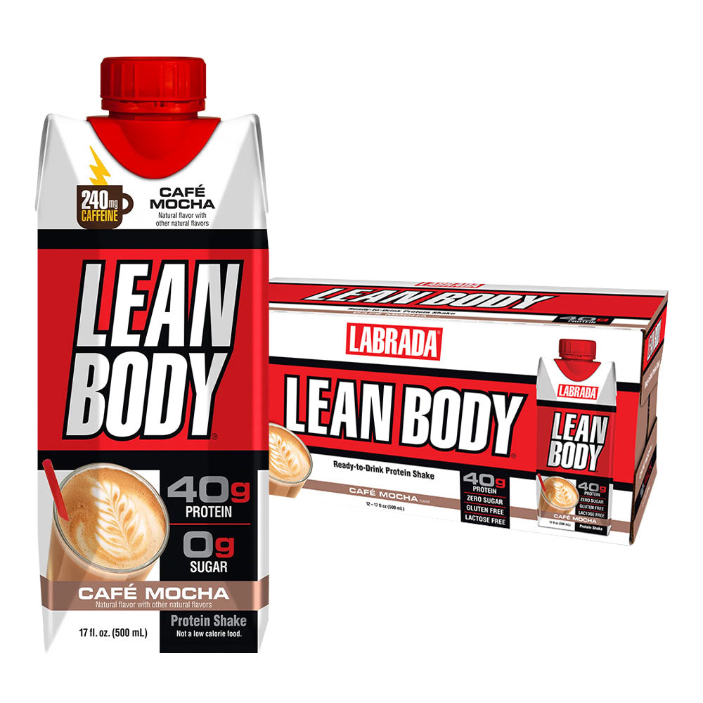 Labrada Lean Body Café Mocha Ready-to-Drink Protein Shake with 40g protein and 0g sugar, perfect for on-the-go nutrition.