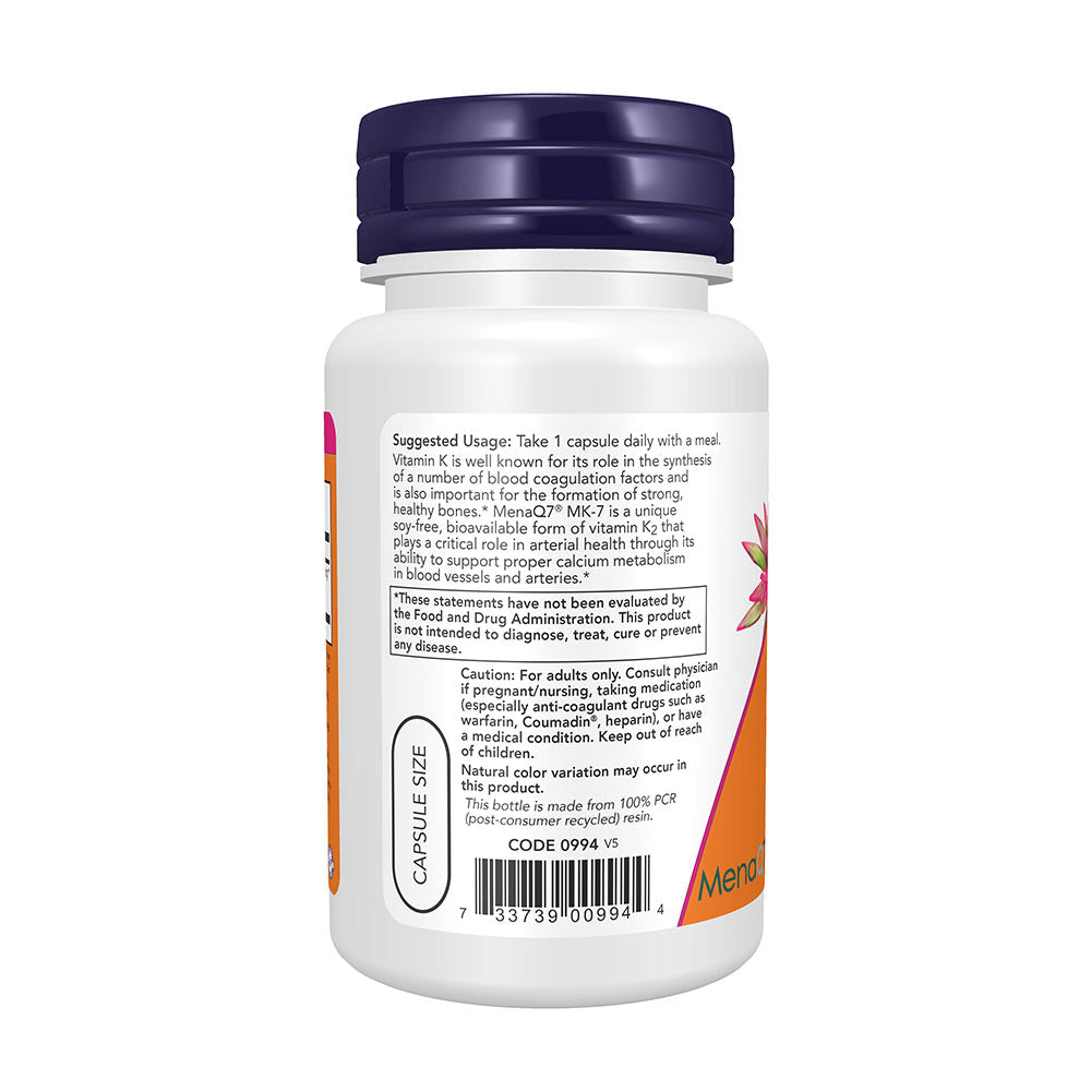 Now Foods - MK-7 Vitamin K-2 - 300mcg, 60 Vcaps