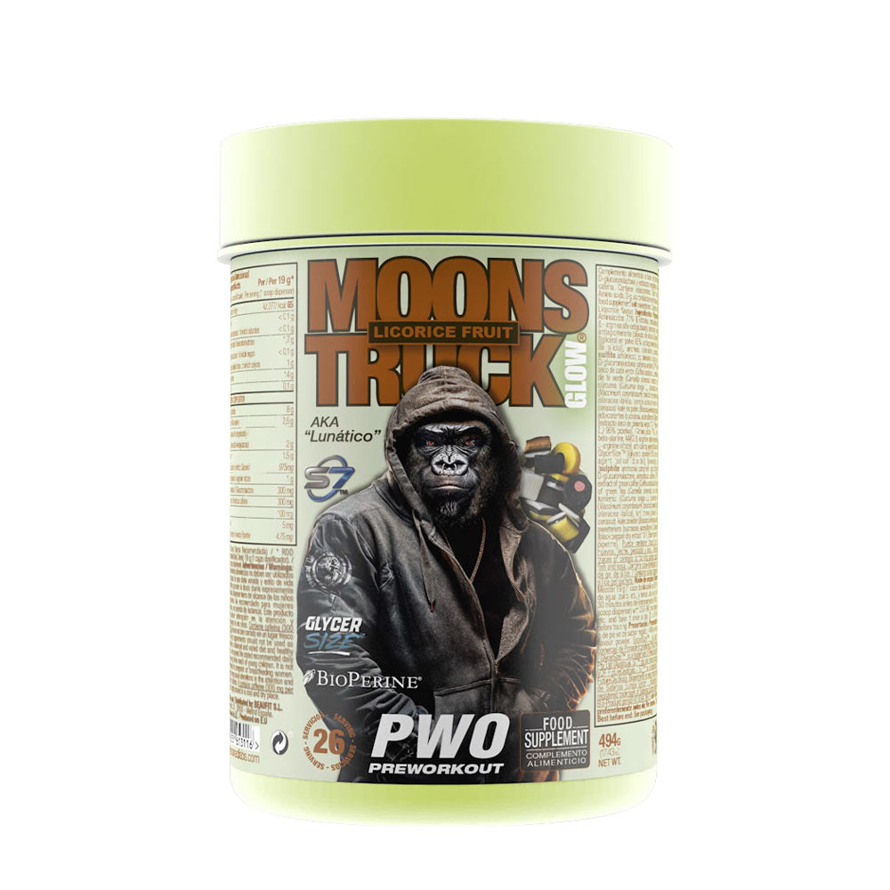 Zoomad Labs Moonstruck II GLOW pre-workout supplement with licorice fruit flavor and unique ingredients for enhanced performance.