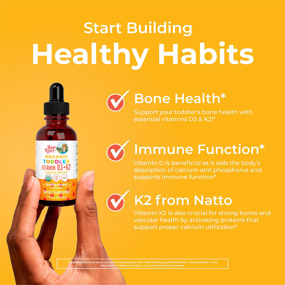 MaryRuth's - Mary Ruth's Toddler Vitamin D3+K2 Organic Liquid Drops