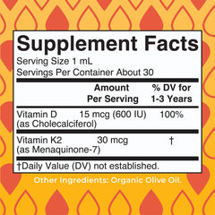 MaryRuth's - Mary Ruth's Toddler Vitamin D3+K2 Organic Liquid Drops