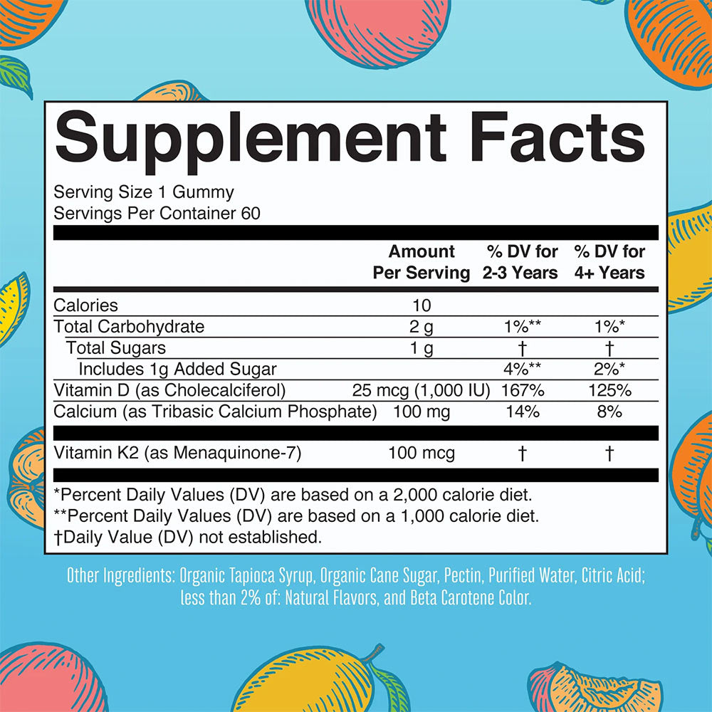 MaryRuth's - K2 + D3 Calcium Gummies - Peach Mango Apricot - 60 Gummies