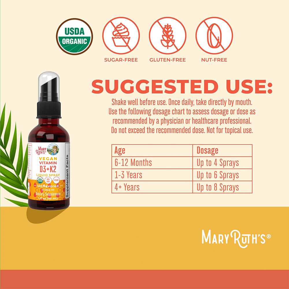 MaryRuth's - Mary Ruth's Toddler Vitamin D3+K2 Organic Liquid Drops