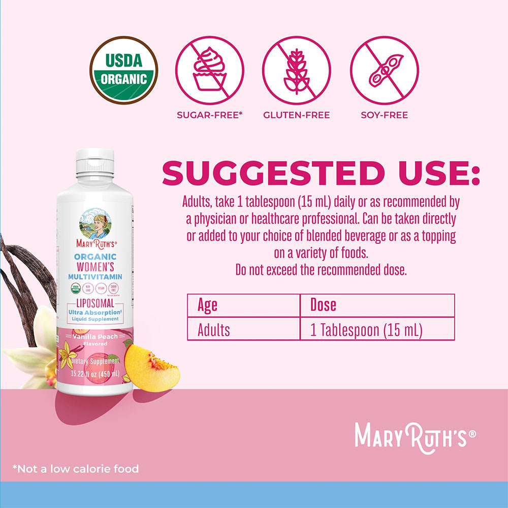 MaryRuth's - Women'S Organic Multivitamin Liposomal - Vanilla Peach - 450ml