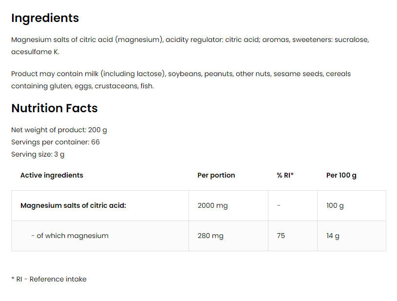 OstroVit - Magnesium Citrate Raspberry Lemonade Mint - 200g