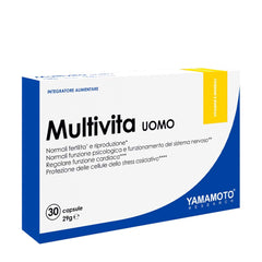 Multivita UOMO dietary supplement box featuring 30 capsules, designed specifically for men's vitamin and mineral needs.