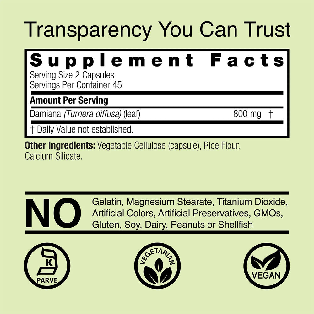 Nature's Answer - Damiana - 90 Vegetarian Capsules