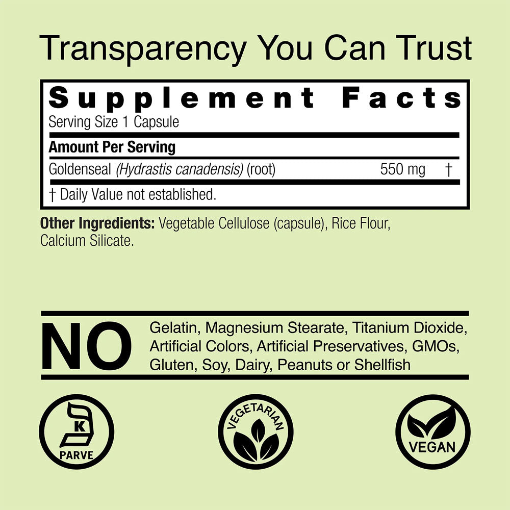 Goldenseal Full Spectrum – 550 mg gullrot baksida