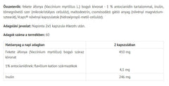 Blåbärskapslar med Inulin baksida näringsfakta