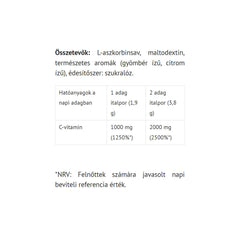 Organic Vitamin C Powder baksida näringsfakta