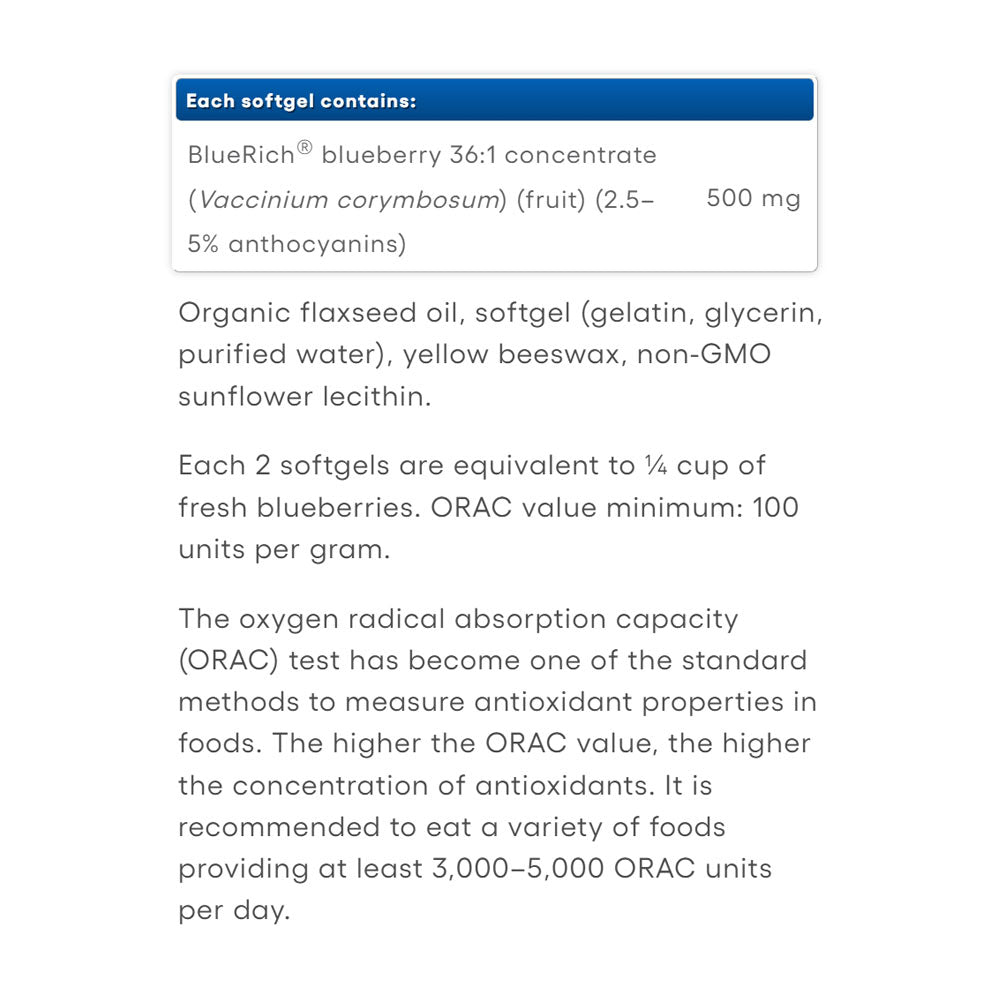 Natural Factors Super Strength Blueberry näringsfakta
