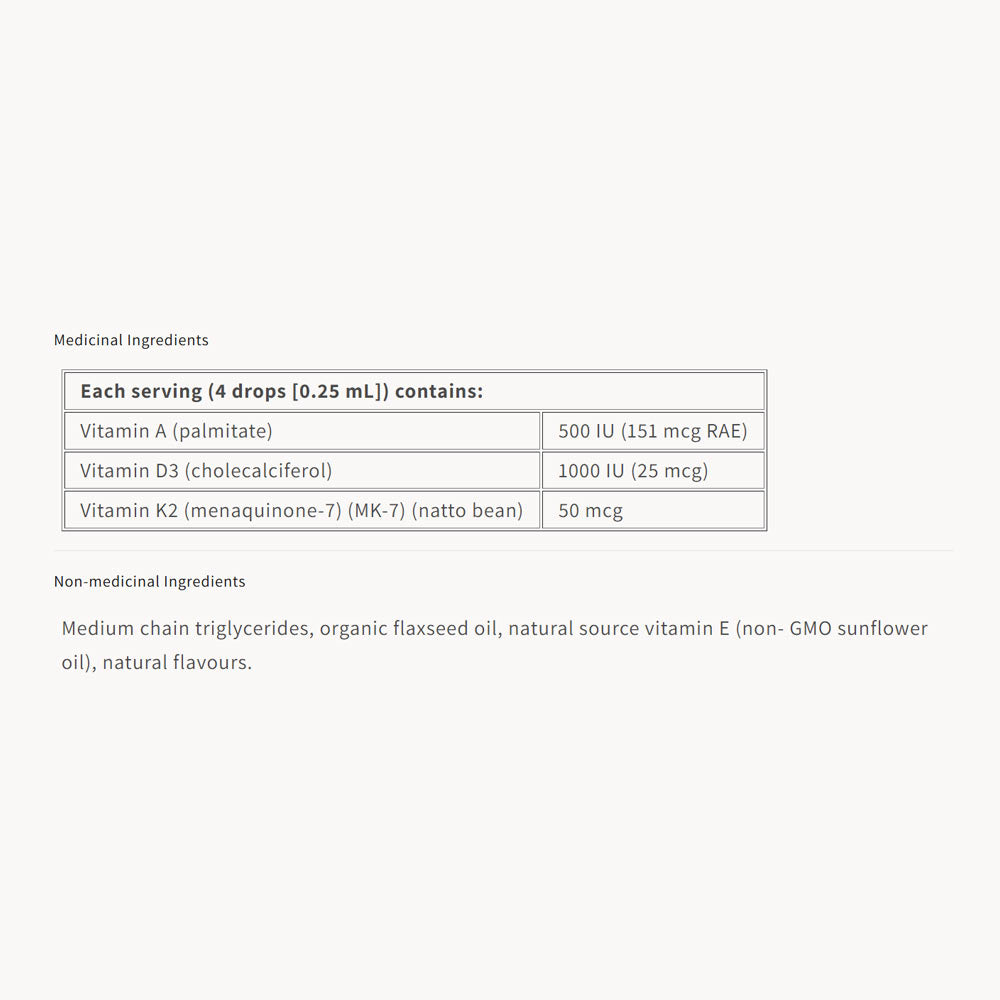 Natural Factors - K2+D3+A 50mcg/1000IU/500IU - 30ml