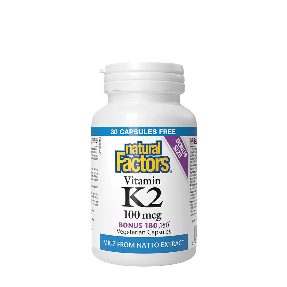 Natural Factors - Vitamin K2 - 180+150 Vcaps (Bonus Size)