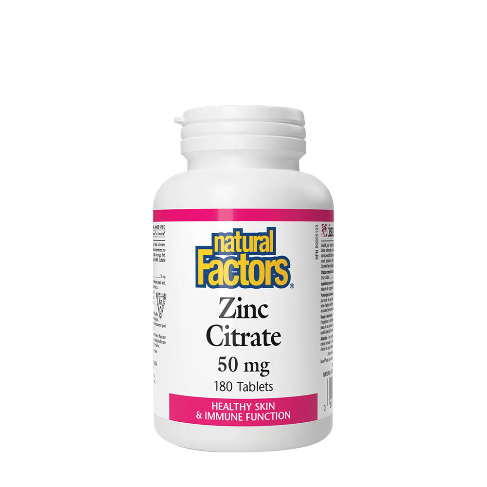 Natural Factors - Zinkcitrat 50mg - 180 tabletter
