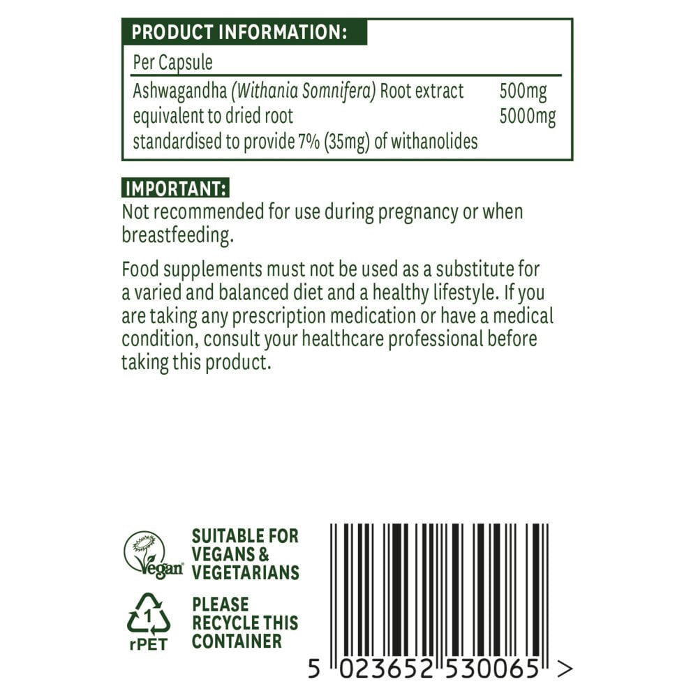 Natures Aid - Ashwagandha - 30 Caps (KORT DATUM 2026-08-30)