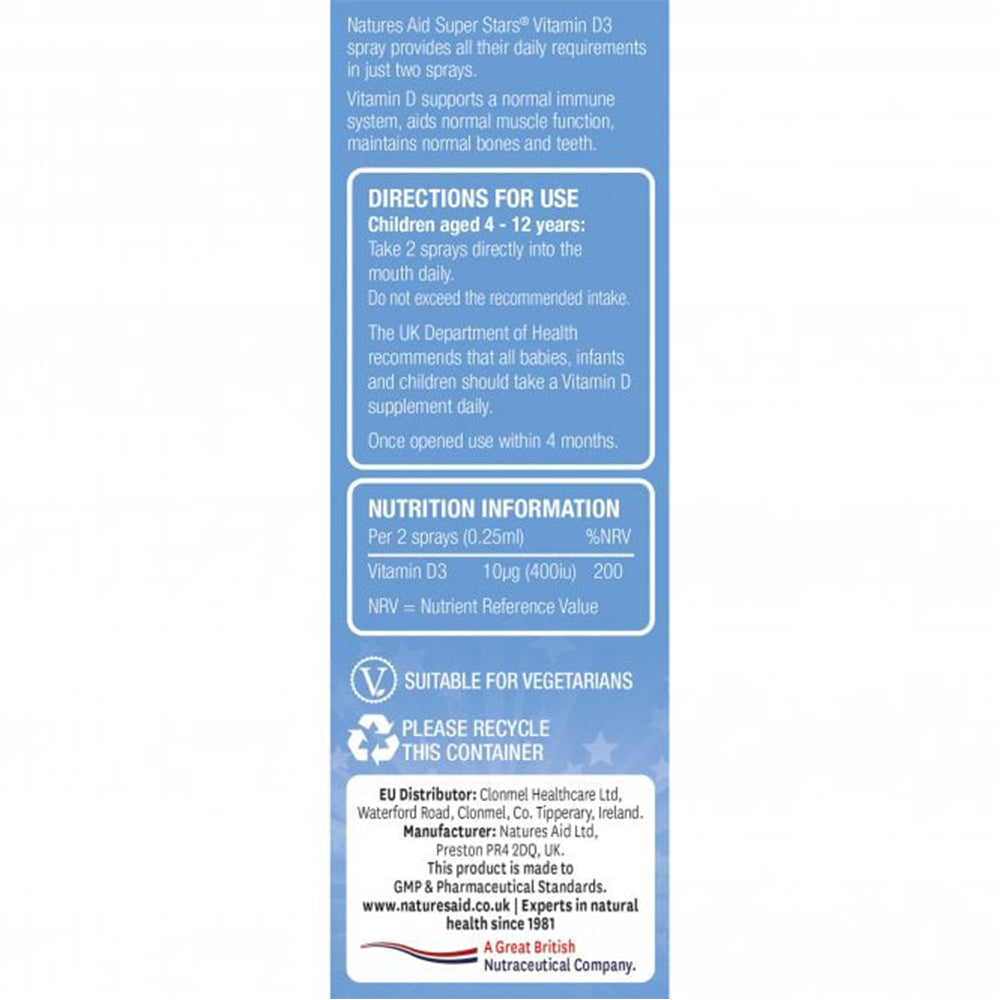 Natures Aid - Vitamin D3 Daglig Oral Spray (Appelsin - 30ml)