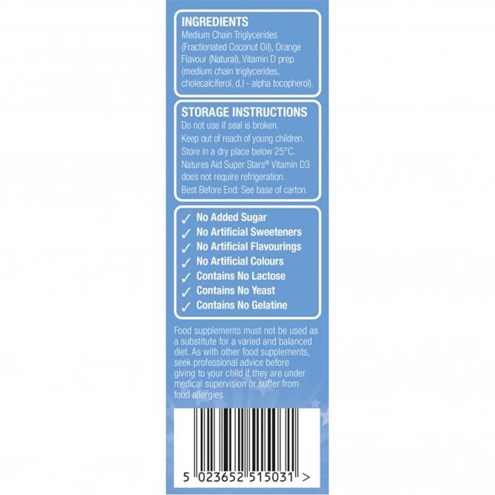 Natures Aid - Vitamin D3 Daglig Oral Spray (Appelsin - 30ml)