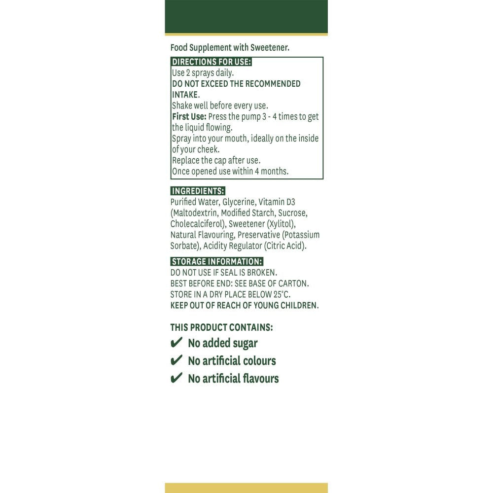Natures Aid - Vitamin D3 Daglig Oral Spray (Appelsin - 30ml)