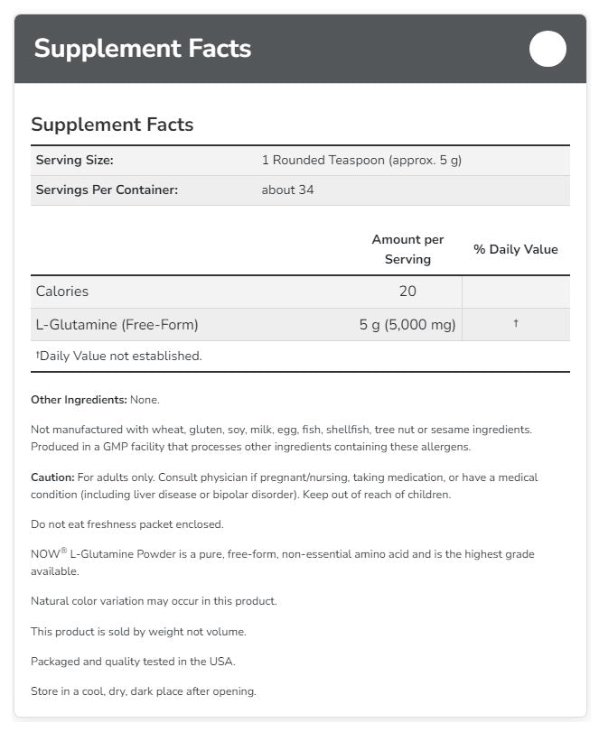 L-Glutamine pulver textur och innehål