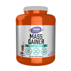 NOW Sports Mass Gainer Protein Powder in an orange container, offering 560 calories and 41g protein per serving.