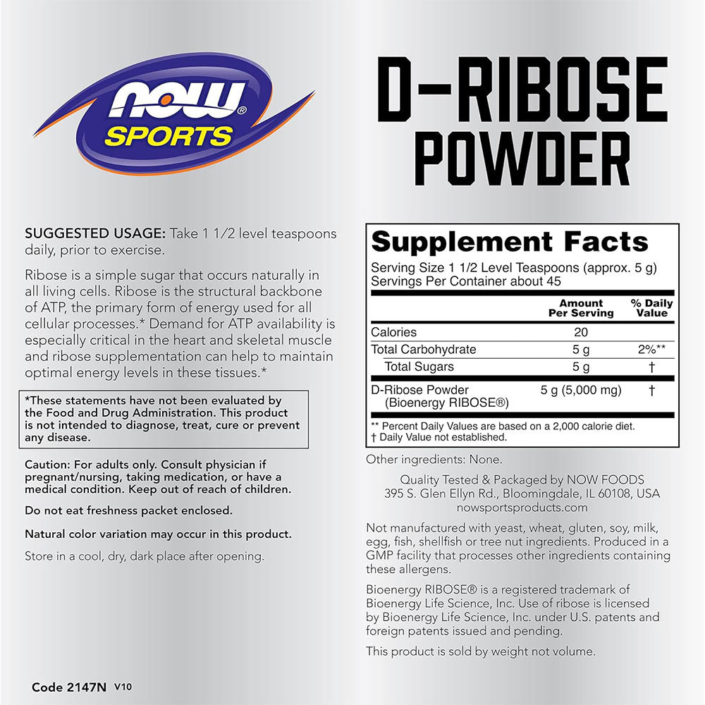 D-Ribose ingredienser och etikett detalj