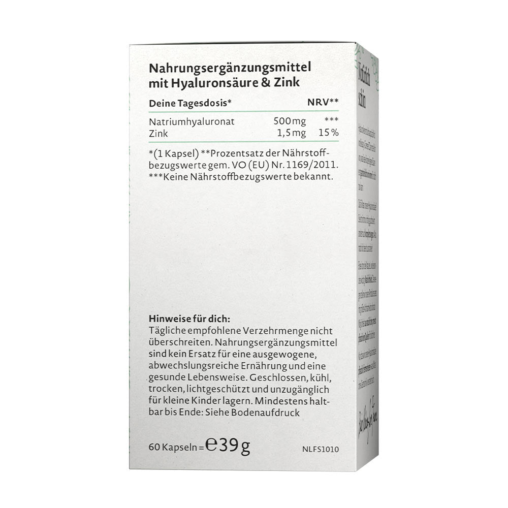 Hyaluronsyra – Vegansk & Zinkrik baksida