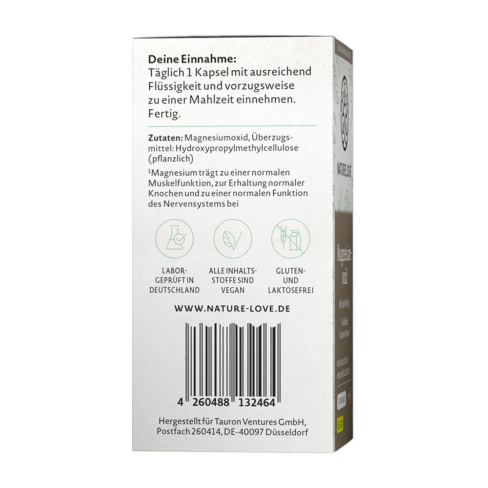 Nature Love Magnesium Oxide näringsfakta