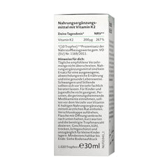 Vitamin K2 Drops baksida med näringsfakta